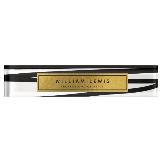 Modernes Abstraktes Business Office für Black & Go Namensplakette (Vorderseite)