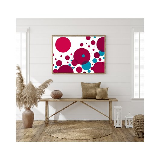 Modernes Abstraktes Circle Pattern Red Blue Geomet Fotodruck