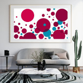 Modernes Abstraktes Circle Pattern Red Blue Geomet Fotodruck