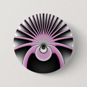 Modernes Abstraktes Crazy Fraktal Art Muster Button