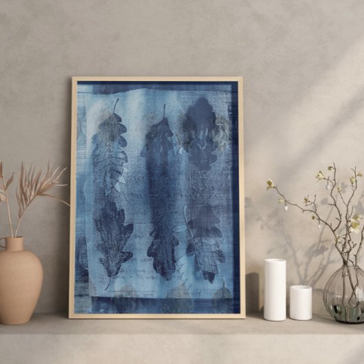Modernes Abstraktes Cyan Blue Botanical Poster
