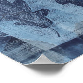 Modernes Abstraktes Cyan Blue Botanical Poster (Ecke)