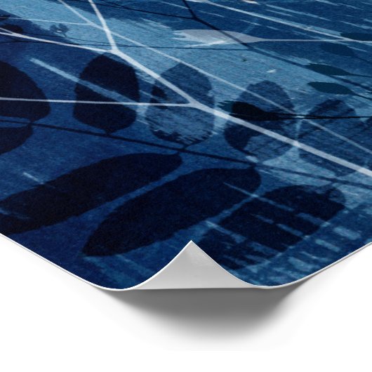 Modernes Abstraktes Cyanotype Blau botanisch Poster (Ecke)