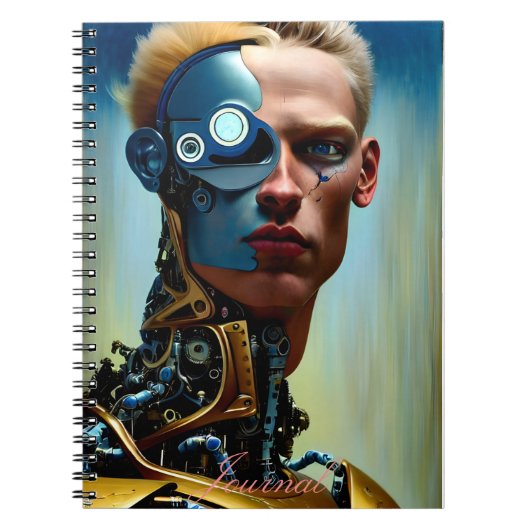 Modernes Abstraktes Cyborg Fantasy Male Journal Notizblock (Vorderseite)