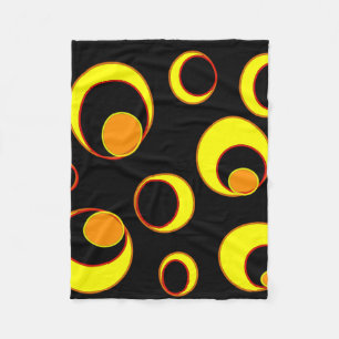 Modernes abstraktes Design, gelbe Kreise auf schwa Fleecedecke