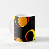 Modernes abstraktes Design, gelbe Kreise auf schwa Kaffeetasse (Vorderseite Links)