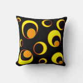 Modernes abstraktes Design, gelbe Kreise auf schwa Kissen (Vorderseite)