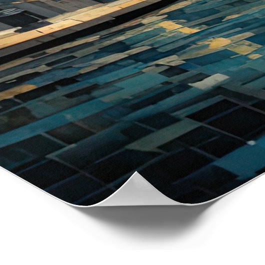 Modernes Abstraktes Design Gold Orange Blue Europe Poster (Ecke)