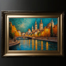 Modernes Abstraktes Design Gold Orange Blue Europe Poster