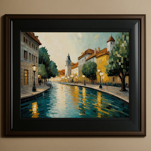 Modernes Abstraktes Design Gold Orange Blue Europe Poster