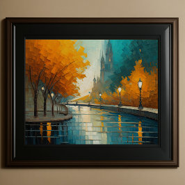 Modernes Abstraktes Design Gold Orange Blue Europe Poster