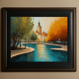 Modernes Abstraktes Design Gold Orange Blue Europe Poster