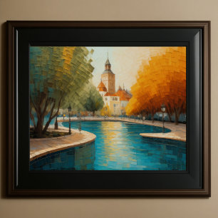 Modernes Abstraktes Design Gold Orange Blue Europe Poster