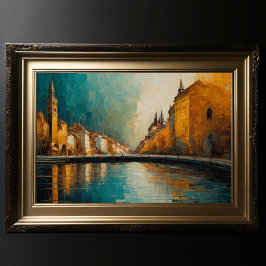 Modernes Abstraktes Design Gold Orange Blue Europe Poster