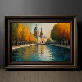 Modernes Abstraktes Design Gold Orange Blue Europe Poster