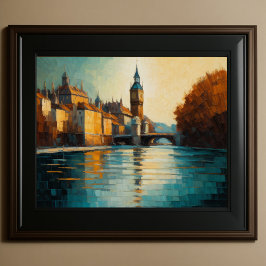 Modernes Abstraktes Design Gold Orange Blue Europe Poster