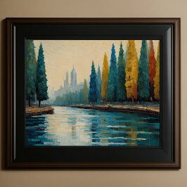 Modernes Abstraktes Design Gold Orange Blue Europe Poster