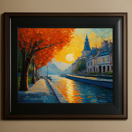 Modernes Abstraktes Design Gold Orange Blue Europe Poster