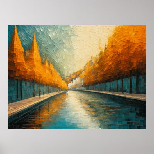 Modernes Abstraktes Design Gold Orange Blue Europe Poster (Vorne)