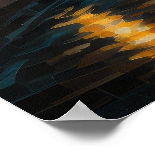 Modernes Abstraktes Design Gold Orange Blue Europe Poster (Ecke)