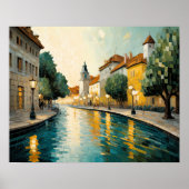 Modernes Abstraktes Design Gold Orange Blue Europe Poster (Vorne)