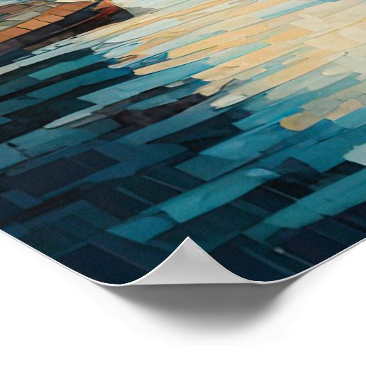 Modernes Abstraktes Design Gold Orange Blue Europe Poster (Ecke)