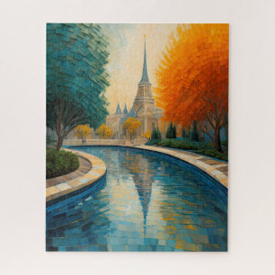 Modernes Abstraktes Design Gold Orange Blue Europe Puzzle