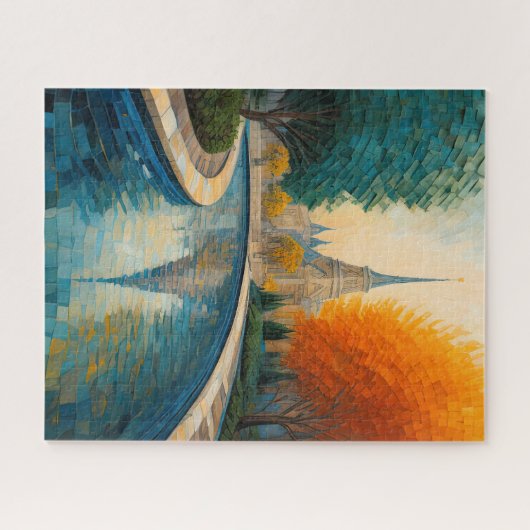 Modernes Abstraktes Design Gold Orange Blue Europe Puzzle (Horizontal)