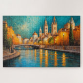 Modernes Abstraktes Design Gold Orange Blue Europe Puzzle (Horizontal)