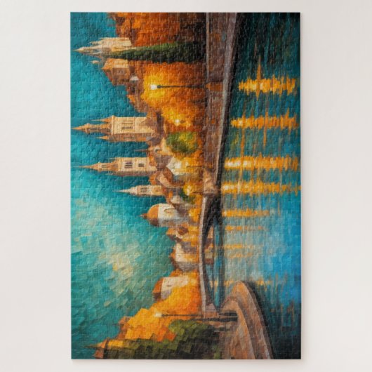 Modernes Abstraktes Design Gold Orange Blue Europe Puzzle (Vertikal)