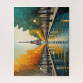 Modernes Abstraktes Design Gold Orange Blue Europe Puzzle (Vertikal)