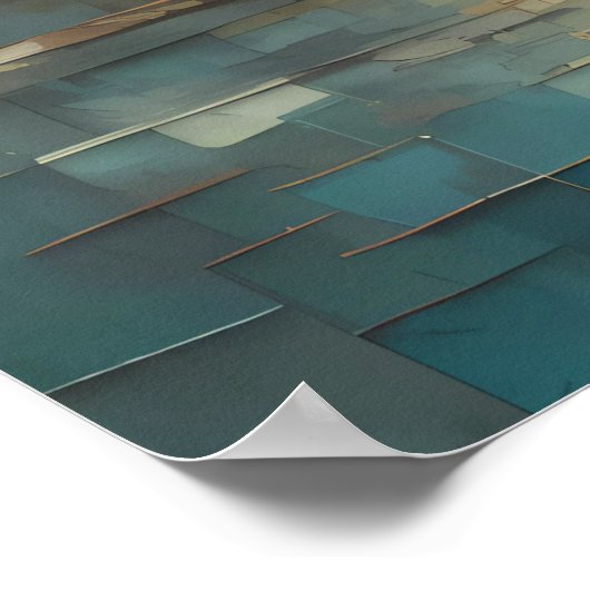 Modernes, abstraktes Design - Gold und Blautöne II Poster (Ecke)