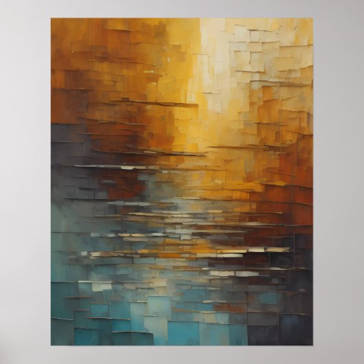 Modernes, abstraktes Design - Gold und Blautöne II Poster (Vorne)