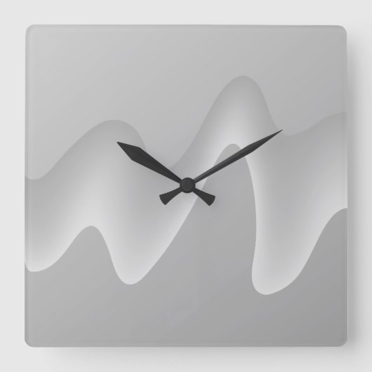 Modernes abstraktes Design in hellgrau. Quadratische Wanduhr (Vorderseite)
