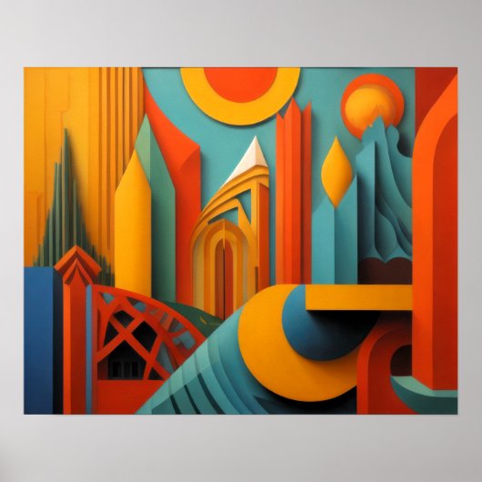 Modernes Abstraktes Design Kubismus Surrealismus 4 Poster (Vorne)