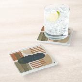 Modernes abstraktes Design mit sich überlappendem Glasuntersetzer (Schrägansicht)