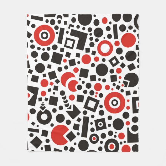 Modernes Abstraktes Design Rot Schwarz Fleecedecke (Vorderseite)