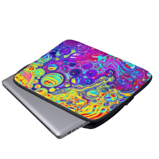 Modernes Abstraktes digitales Fluid Laptopschutzhülle (Vorne Knopf)