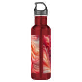 Modernes Abstraktes Drehrosa und Lachs Edelstahlflasche (Rückseite)