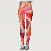 Modernes Abstraktes Drehrosa und Lachs Leggings (Vorderseite)