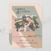 Modernes Abstraktes Dusty Rose Sage Green Foto Save The Date (Vorne/Hinten)