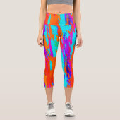 Modernes Abstraktes Farbmuster Capri Leggings (Vorderseite)