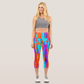 Modernes Abstraktes Farbmuster Capri Leggings (Vorderseite)