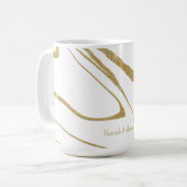 Modernes abstraktes, flüssiges, wirbelweißes Gold Kaffeetasse (Vorderseite Links)