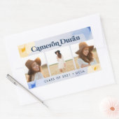 Modernes abstraktes Foto Collage Graduate Gold Bla Rechteckiger Aufkleber (Umschlag)