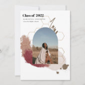 Modernes, Abstraktes Foto in Gold und Rosa Einladung (Vorderseite)