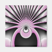 Modernes Abstraktes Fraktal Art Pink Grau Schwarz  Magnet (Vorne)