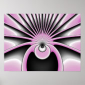 Modernes Abstraktes Fraktal Art Pink Grau Schwarz Poster (Vorne)