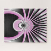Modernes Abstraktes Fraktal Art Pink Grau Schwarz Puzzle (Horizontal)