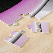 Modernes Abstraktes Fraktal Art Pink Grau Schwarz Puzzle (Seite)